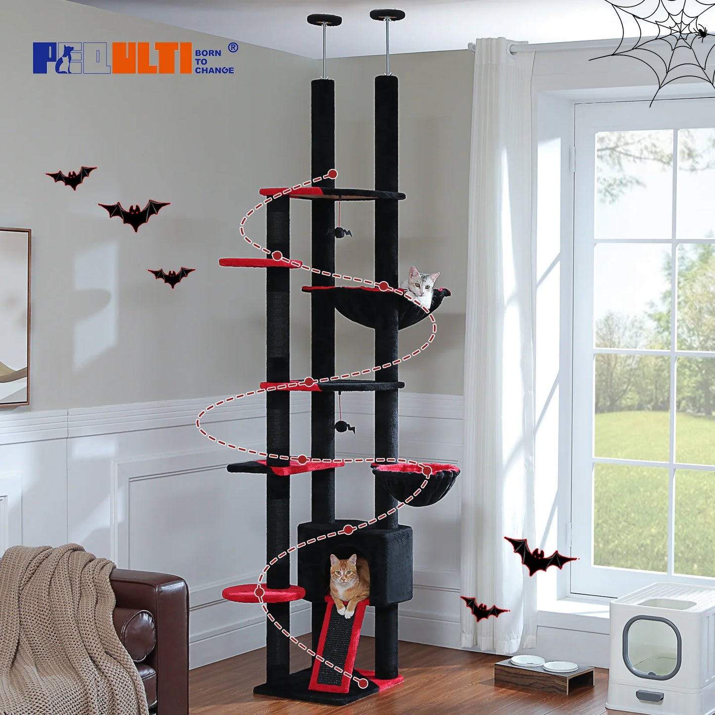 Adjustable 230-252cm Cat Tree