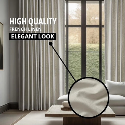 Room Darkening French Linen Curtains