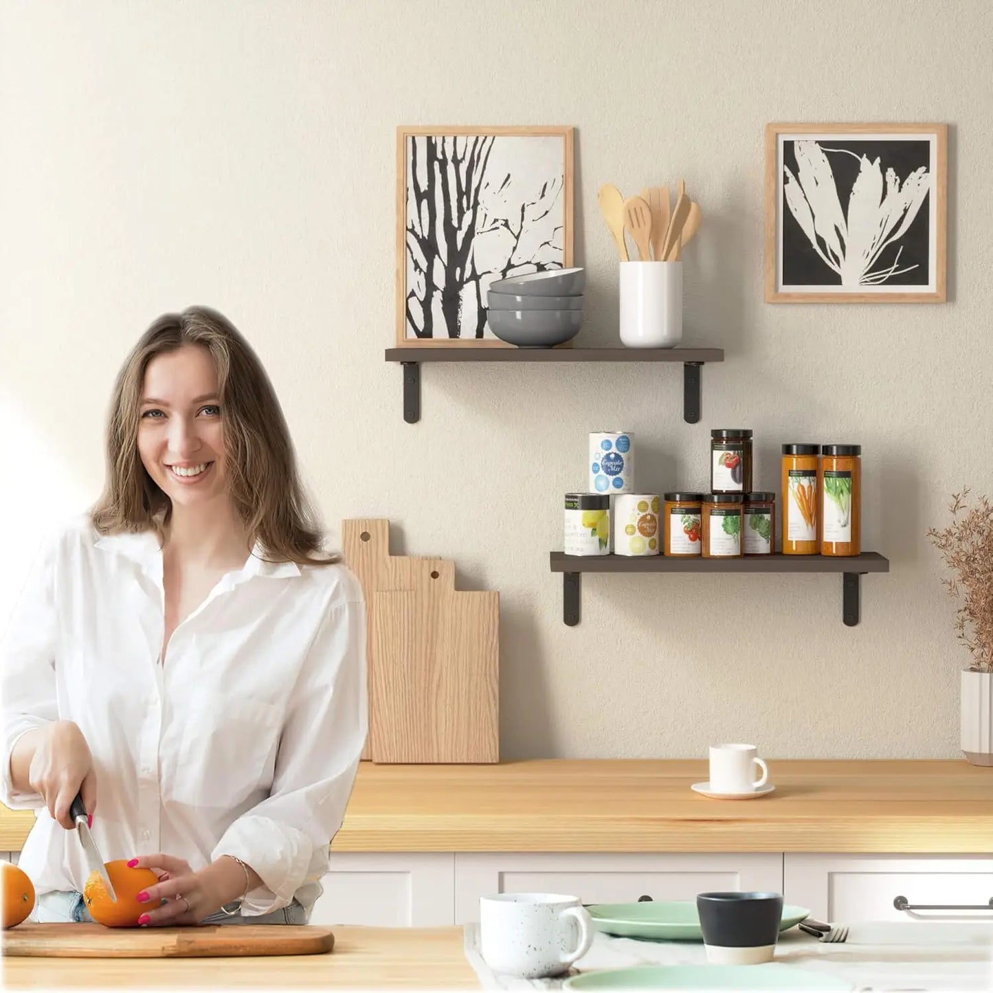 Rustic Wood Shelves Set of 2