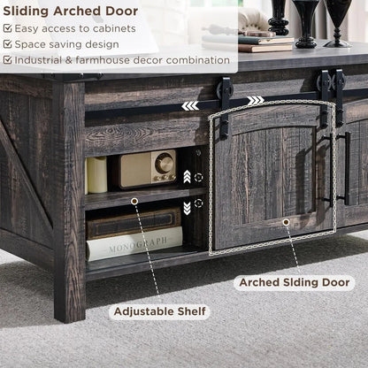 Farmhouse Lift Top Coffee Table with Sliding Door