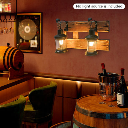 Vintage 2-Light Wooden Wall Sconce