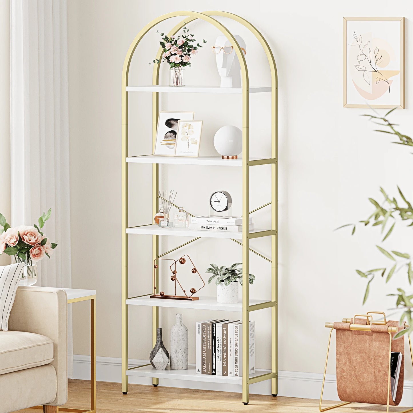 5 Tier Bookcase Arched Display Rack