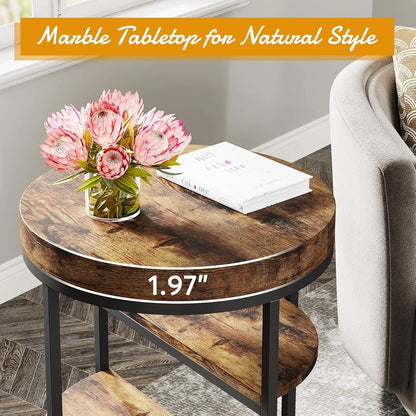 Round End Table with 3 Storage Shelves