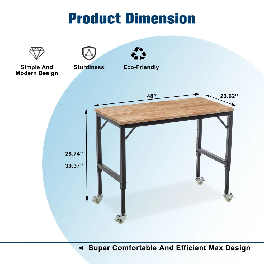 48" Heavy-Duty Adjustable Workbench