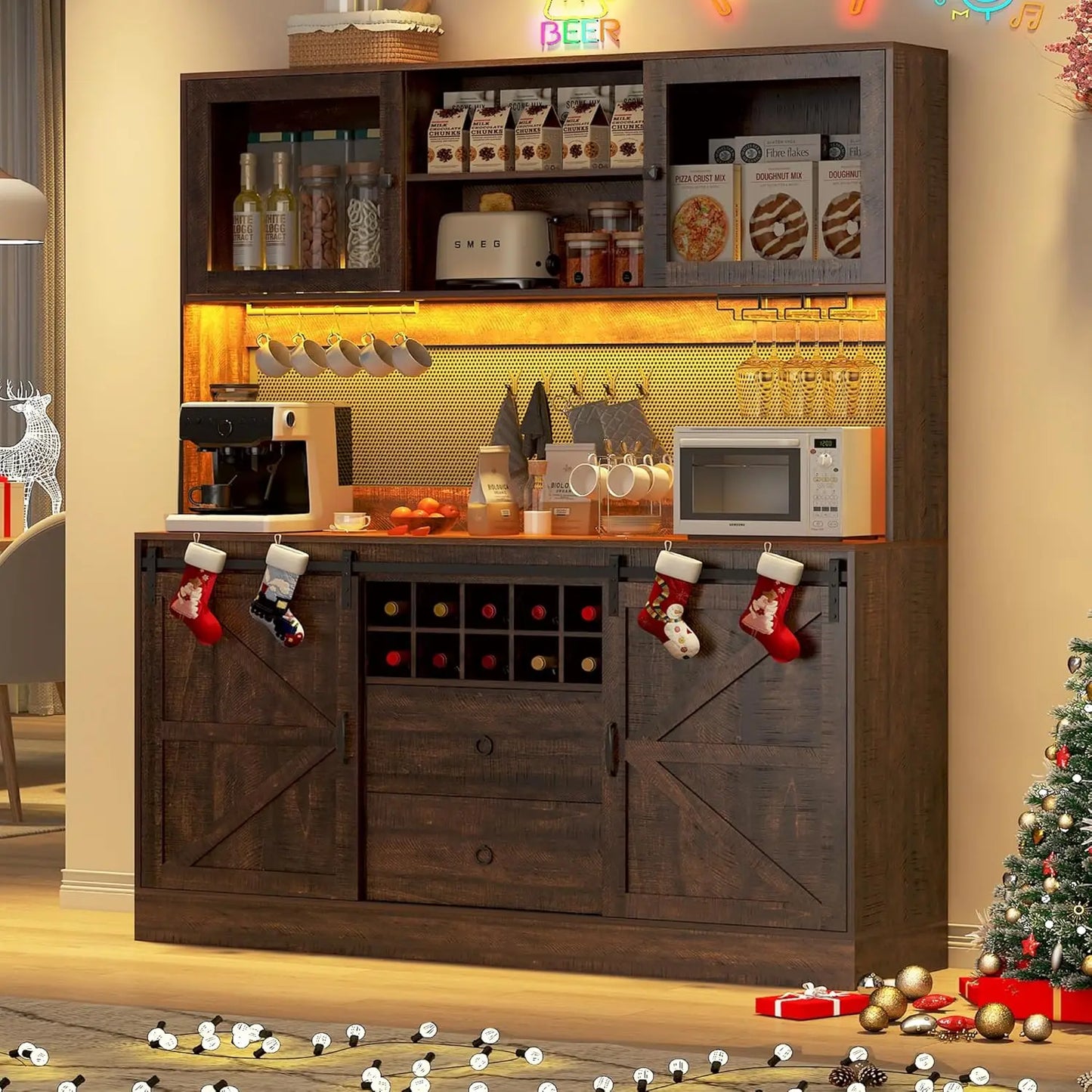 74" Tall 63" Wide Larg Bar Cabinet