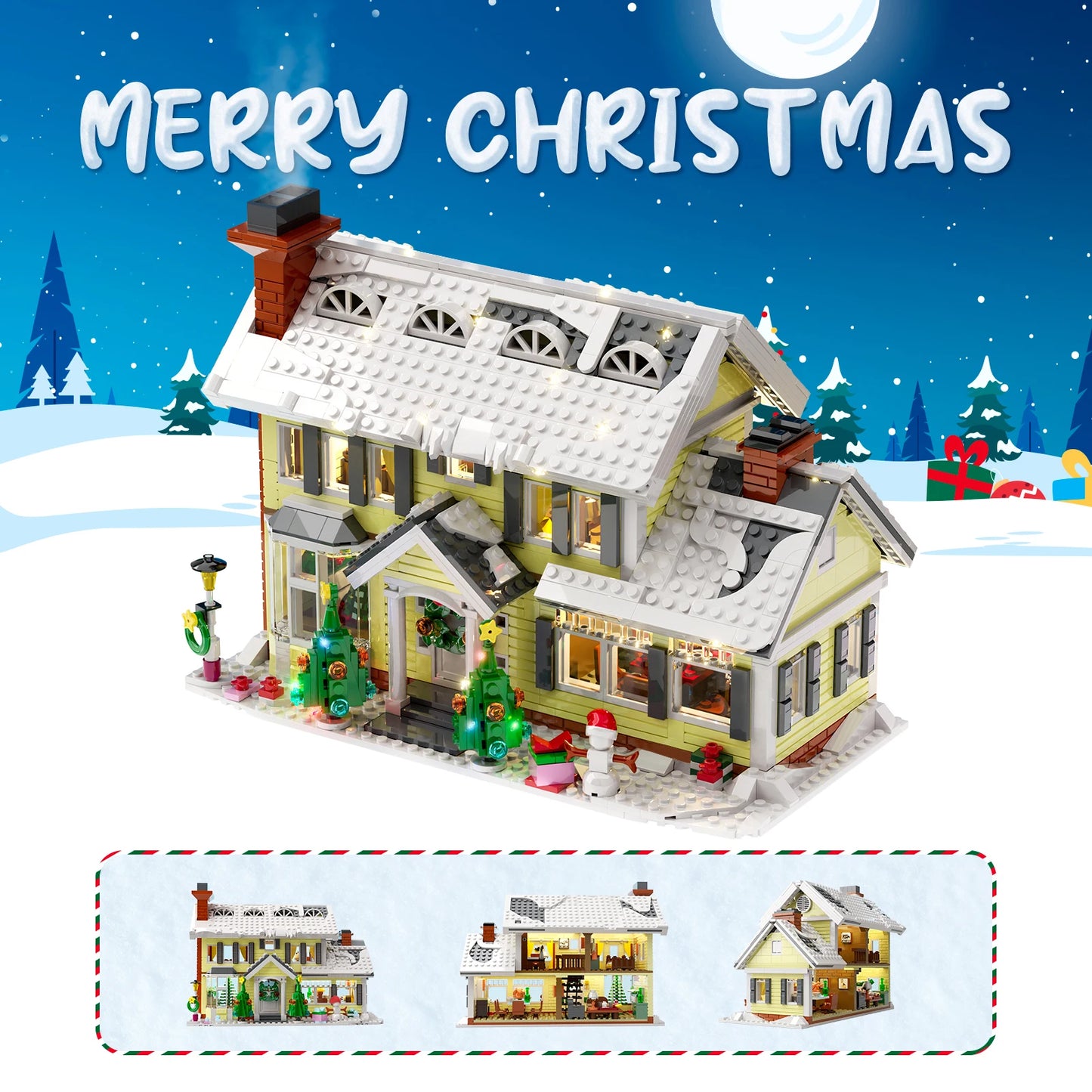 1156PCS Christmas Snow Village House