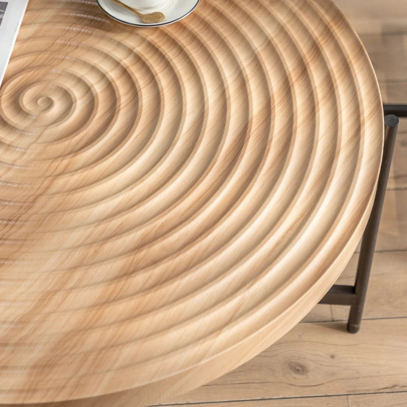 33"Modern Thread Design Round Coffee Table