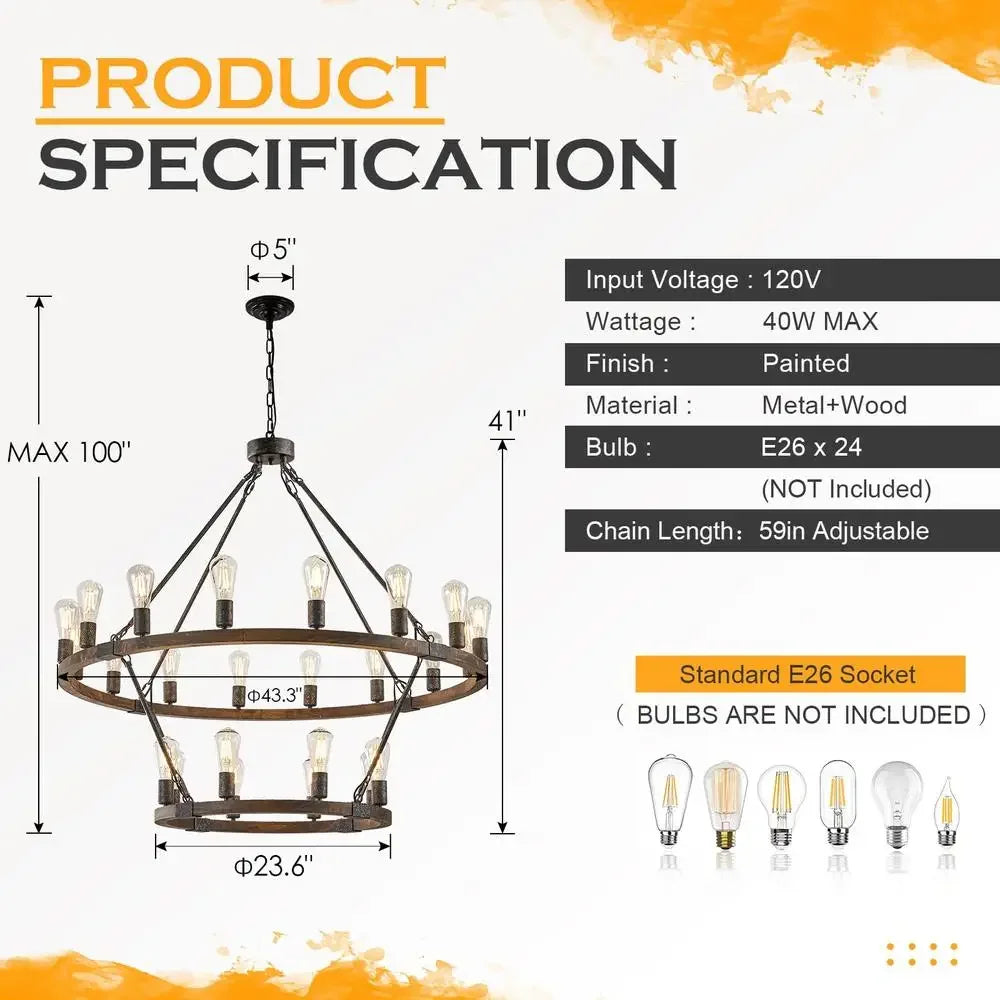 Farmhouse Wagon Wheel Chandelier