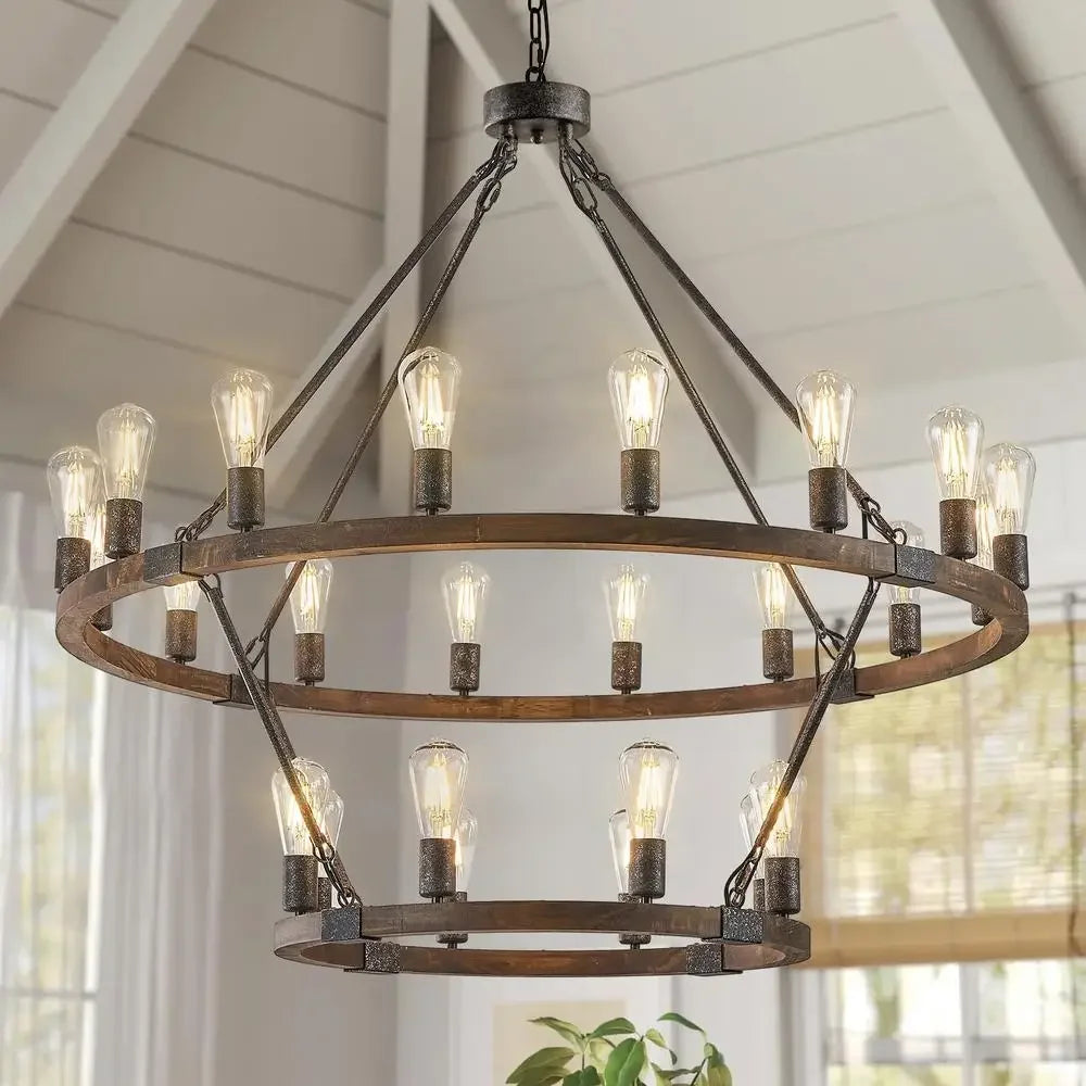 Farmhouse Wagon Wheel Chandelier