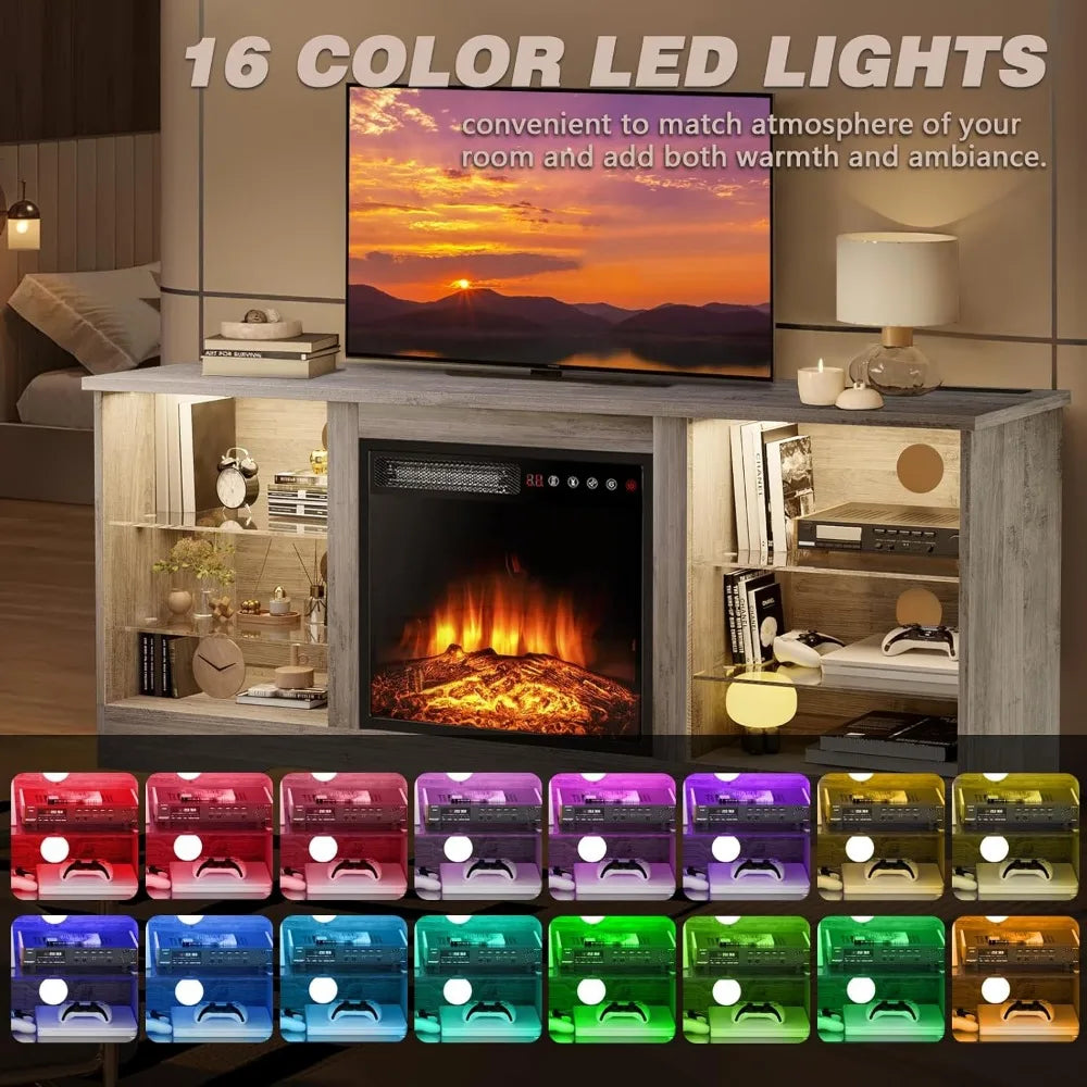 58 Inches Fireplace TV Stand for TVs up to 65 Inches