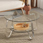 Retro frame double-layer glass coffee table