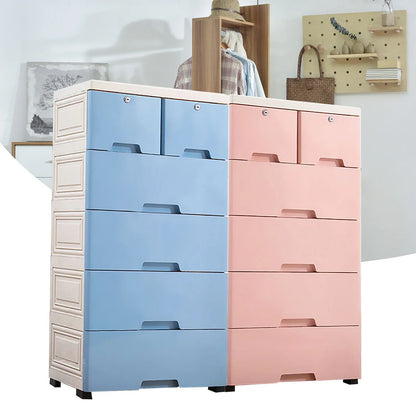 Multi-Drawer Plastic Dresser with Wheels