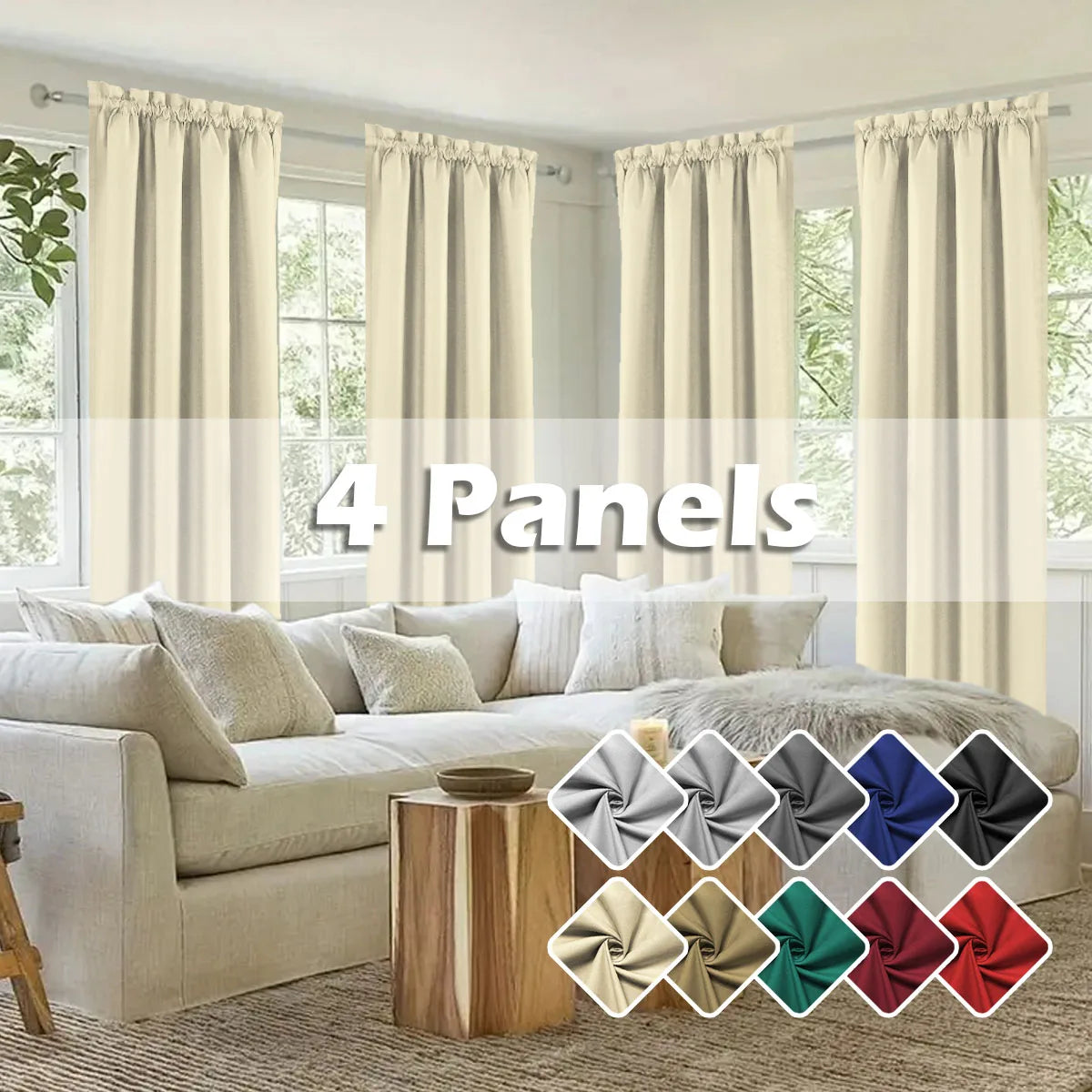 4pcs light filtering Curtains