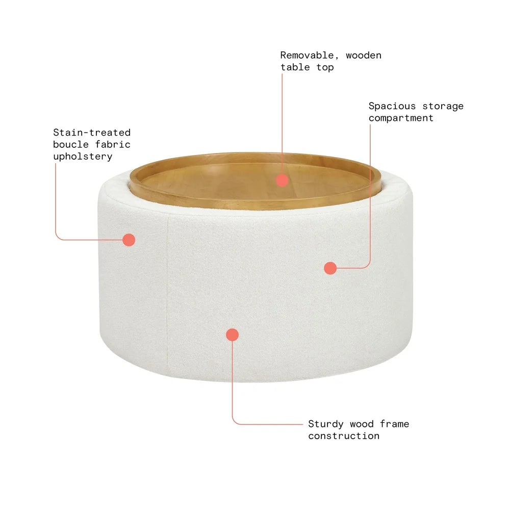 Stylish Round Coffee Table with Hidden Storage