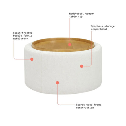 Stylish Round Coffee Table with Hidden Storage