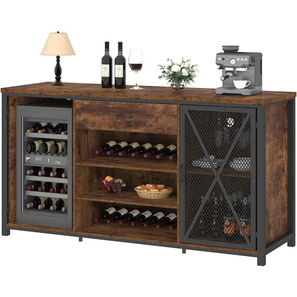 Farmhouse wood metal wine cabinet