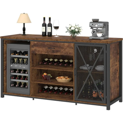 Farmhouse wood metal wine cabinet