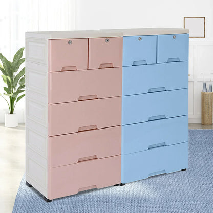Multi-Drawer Plastic Dresser with Wheels