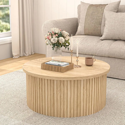 Round Fluted Lift Top Coffee Table