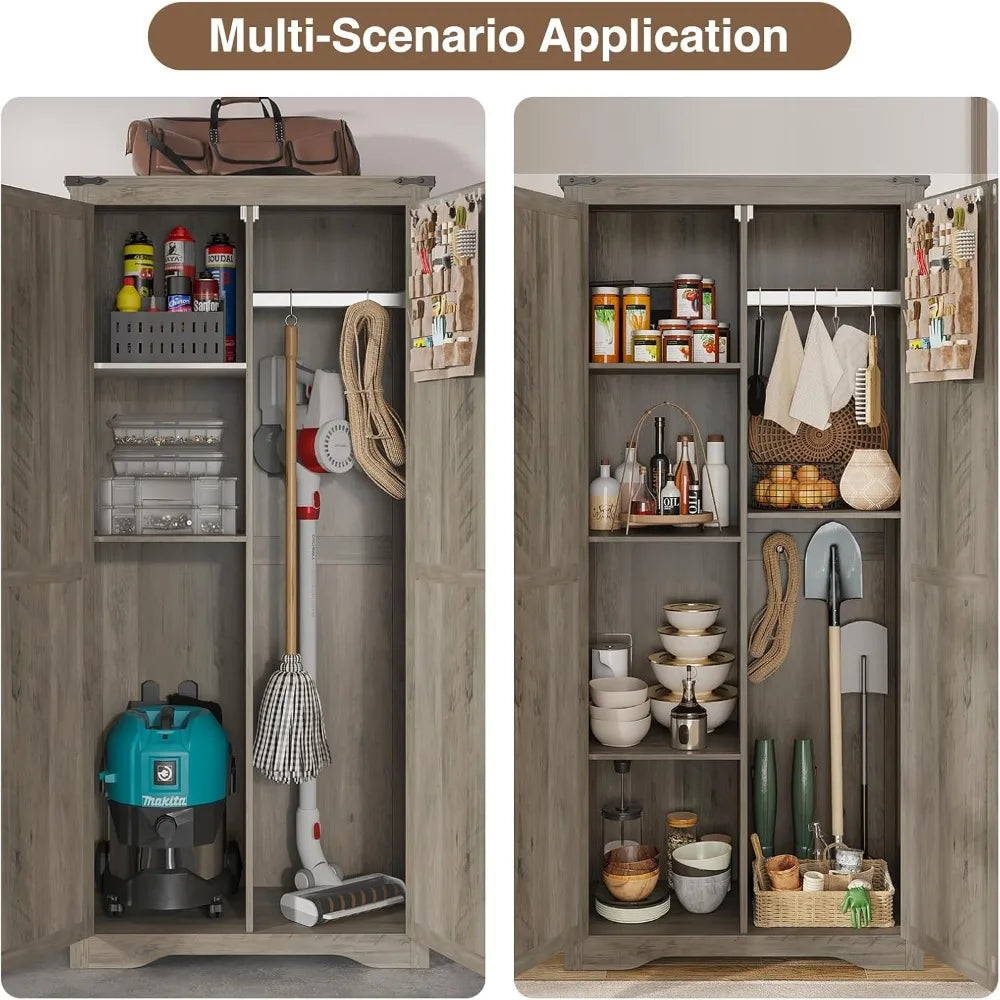 72" High Farmhouse Gray Storage Cabinet