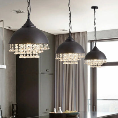 Rustic Industrial Crystal Pendant Light