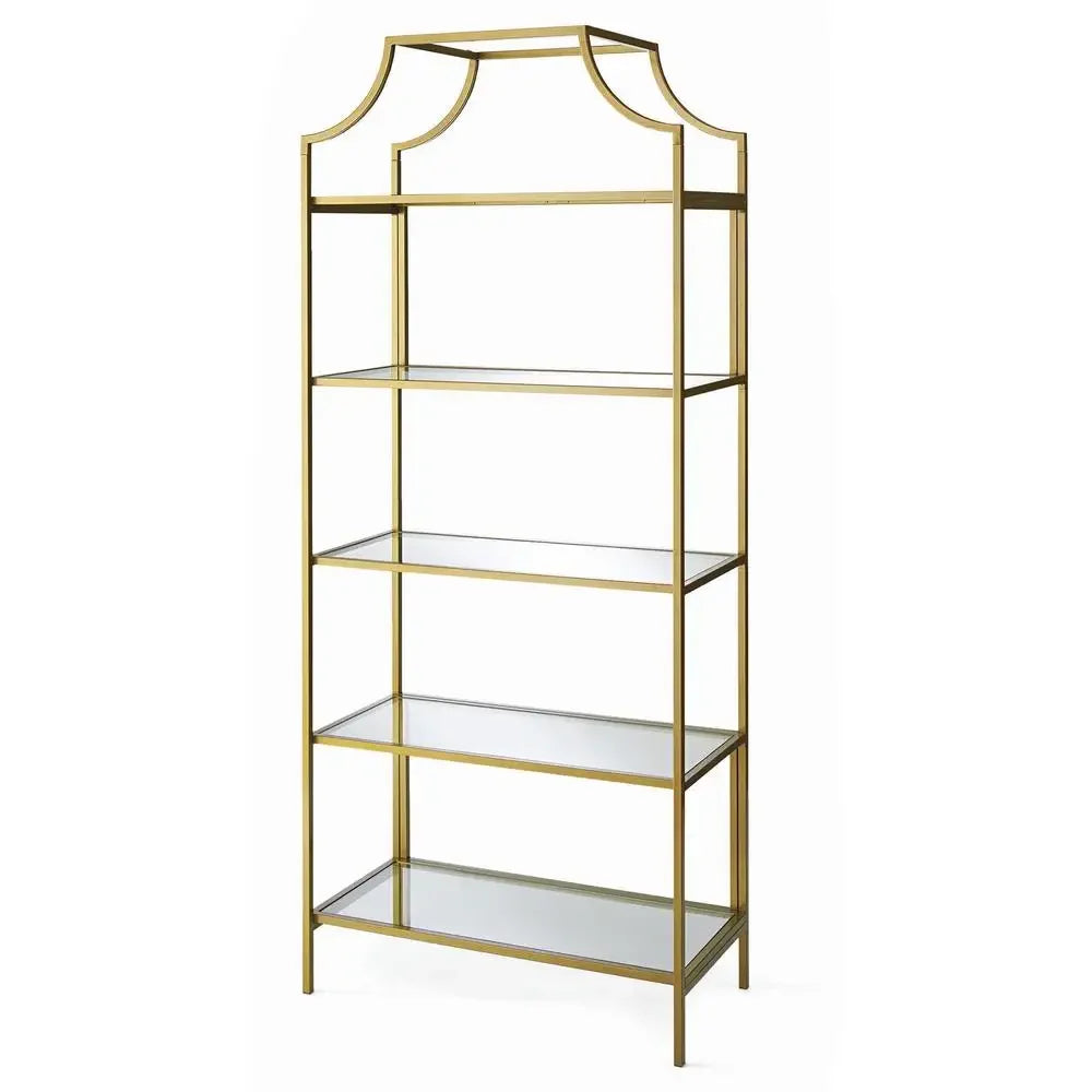 Nola 5 Shelf Gold Glass Bookcase