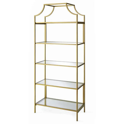 Nola 5 Shelf Gold Glass Bookcase