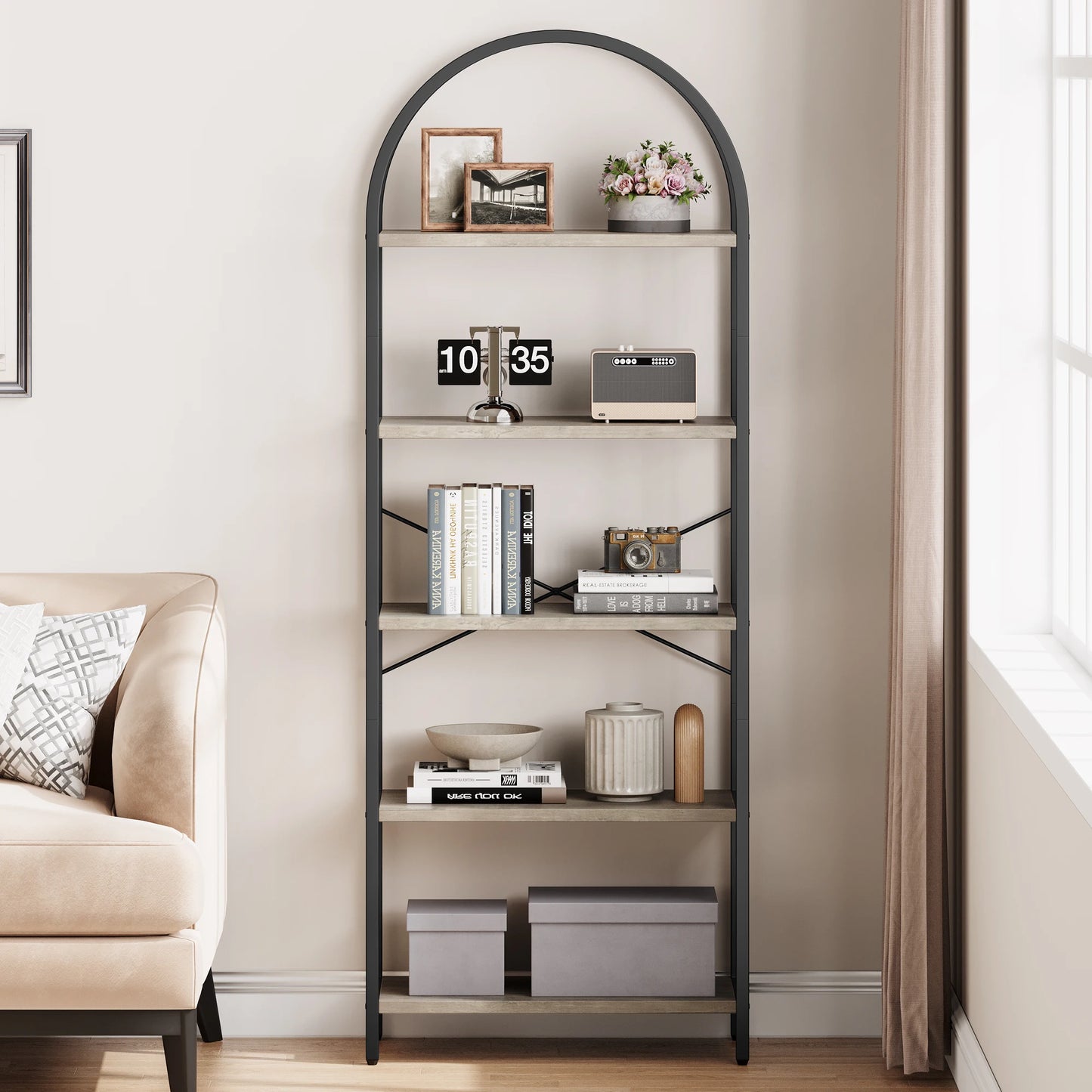 5 Tier Bookcase Arched Display Rack
